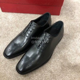 Ferragamo Cowhide Lace Up Business Shoes For Men Black