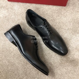 Ferragamo Cowhide Lace Up Business Shoes For Men Black