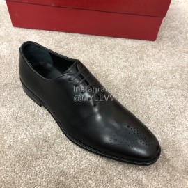 Ferragamo Cowhide Lace Up Business Shoes For Men Black