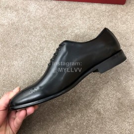 Ferragamo Cowhide Lace Up Business Shoes For Men Black