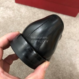 Ferragamo Cowhide Lace Up Business Shoes For Men Black