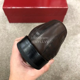 Ferragamo Plaid Cowhide Lace Up Business Shoes For Men 