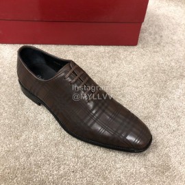 Ferragamo Plaid Cowhide Lace Up Business Shoes For Men 
