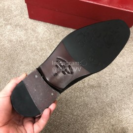 Ferragamo Plaid Cowhide Lace Up Business Shoes For Men Black