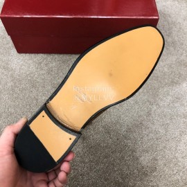 Ferragamo Lace Up Cowhide Business Shoes For Men Brown