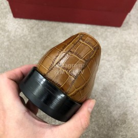 Ferragamo Lace Up Cowhide Business Shoes For Men Brown