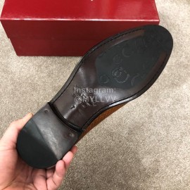 Ferragamo Lace Up Woven Cowhide Business Shoes For Men Brown