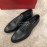 Ferragamo Lace Up Woven Cowhide Business Shoes For Men Black