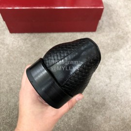 Ferragamo Lace Up Woven Cowhide Business Shoes For Men Black