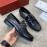 Ferragamo Calf Leather Gancini Buckle Business Shoes For Men Black