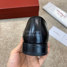 Ferragamo Logo Printed Calf Leather Business Shoes For Men 