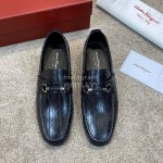 Ferragamo Calf Leather Gancini Buckle Business Shoes For Men 