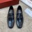 Ferragamo Black Calf Leather Gancini Buckle Business Shoes For Men 