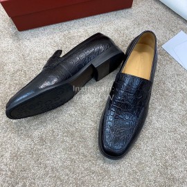 Ferragamo Calf Leather Business Loafers For Men Black