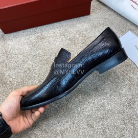 Ferragamo Calf Leather Business Loafers For Men Black