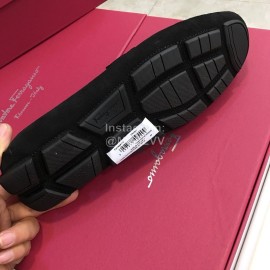 Ferragamo Fashion Leather Gancini Buckle Loafers For Men Black