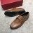 Ferragamo Classic Leather Gancini Buckle Business Loafers For Men Brown