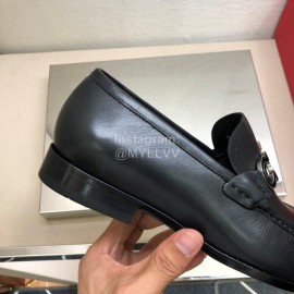 Ferragamo New Leather Gancini Buckle Business Loafers For Men Black