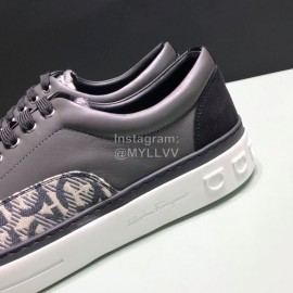 Ferragamo Soft Leather Casual Sneakers For Men Black