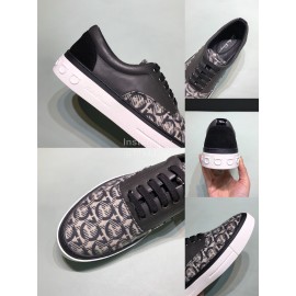 Ferragamo Soft Leather Casual Sneakers For Men Black