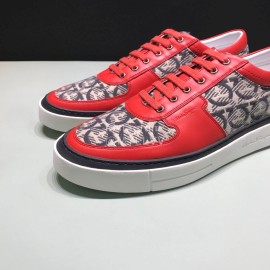 Ferragamo Soft Leather Casual Sneakers For Men Red