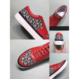 Ferragamo Soft Leather Casual Sneakers For Men Red