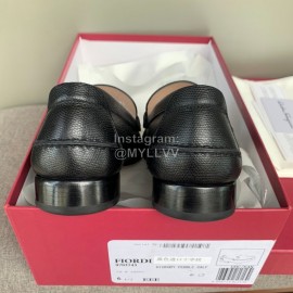 Ferragamo Palmprint Leather Gancini Buckle Business Shoes For Men Black