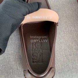 Ferragamo Palmprint Leather Gancini Buckle Business Shoes For Men Coffee