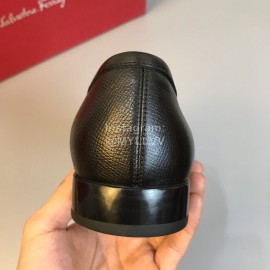 Ferragamo Leather Gancini Buckle Business Shoes For Men Black