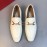 Ferragamo Leather Gancini Buckle Business Shoes For Men White