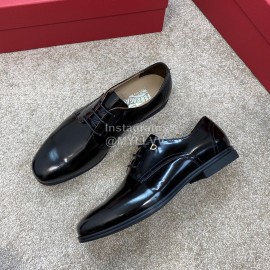 Ferragamo Cowhide Lace Up Business Shoes For Men Black