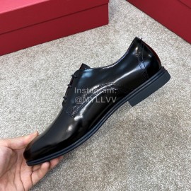 Ferragamo Cowhide Lace Up Business Shoes For Men Black