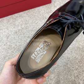 Ferragamo Cowhide Lace Up Business Shoes For Men Black