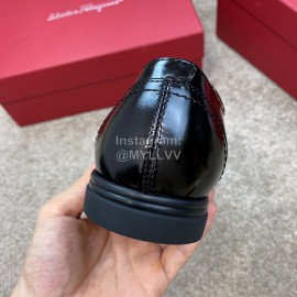 Ferragamo Cowhide Lace Up Business Shoes For Men Black