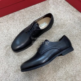 Ferragamo Palmprint Cowhide Lace Up Business Shoes For Men 