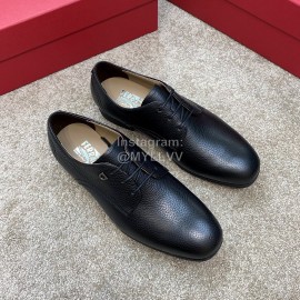 Ferragamo Palmprint Cowhide Lace Up Business Shoes For Men 