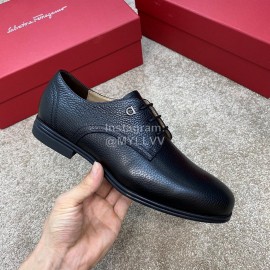 Ferragamo Palmprint Cowhide Lace Up Business Shoes For Men 