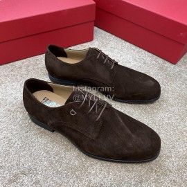 Ferragamo Frosted Cowhide Lace Up Business Shoes For Men 