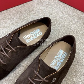 Ferragamo Frosted Cowhide Lace Up Business Shoes For Men 