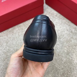 Ferragamo Black Cowhide Lace Up Business Shoes For Men 