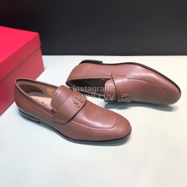 Ferragamo Soft Leather Business Casual Shoes For Men Brown