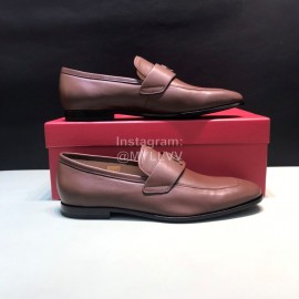 Ferragamo Soft Leather Business Casual Shoes For Men Brown