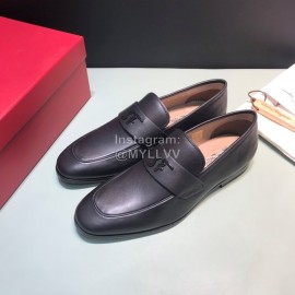 Ferragamo Soft Leather Business Casual Shoes For Men Black