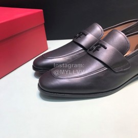 Ferragamo Soft Leather Business Casual Shoes For Men Black