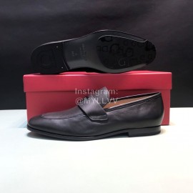 Ferragamo Soft Leather Business Casual Shoes For Men Black