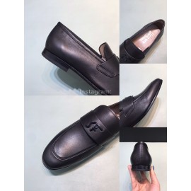 Ferragamo Soft Leather Business Casual Shoes For Men Black