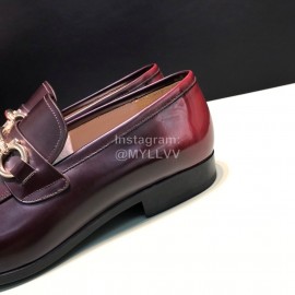 Ferragamo Calf Leather Gancini Buckle Business Shoes For Men Black
