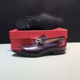 Ferragamo Calf Leather Gancini Buckle Business Shoes For Men Black