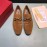 Ferragamo Velvet Cowhide Gancini Buckle Business Shoes For Men Tan