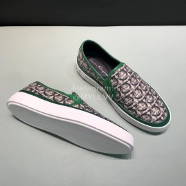 Ferragamo Printed Leather Casual Shoes For Men Green